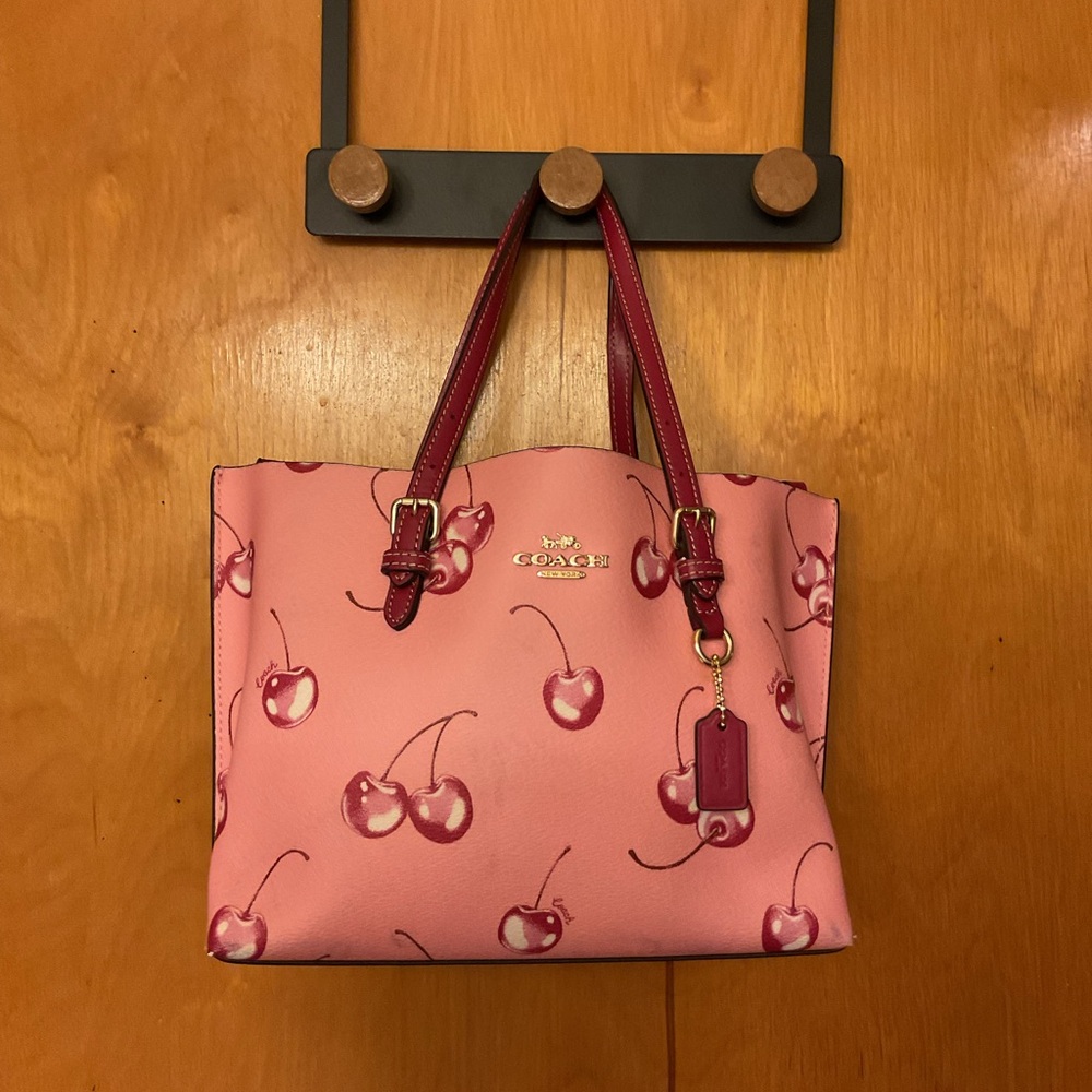 Coach Pink Cherry Print Tote Bag